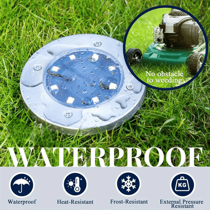 Outdoor Solar Garden Light IP65 Waterproof Stainless Steel 8 LED Auto Light Sensor Landscape Lighting Cold White Wireless Pathway Light for Patio Lawn Yard Walkway