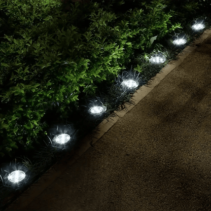 Outdoor Solar Garden Light IP65 Waterproof Stainless Steel 8 LED Auto Light Sensor Landscape Lighting Cold White Wireless Pathway Light for Patio Lawn Yard Walkway