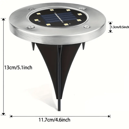 Outdoor Solar Garden Light IP65 Waterproof Stainless Steel 8 LED Auto Light Sensor Landscape Lighting Cold White Wireless Pathway Light for Patio Lawn Yard Walkway